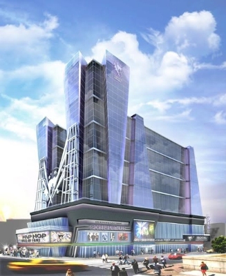 Hip Hop Hall of Fame + Museum & Hotel Entertainment Complex state of the art facility coming to New York City in Manhattan—daytime view.